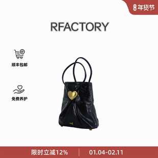 Rfactory袒露垂直版小号牛皮手提斜挎单肩通勤通用小众品牌女包