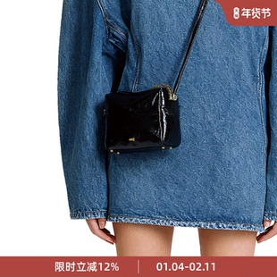 rfactory豆腐包小号水泥黑牛皮斜挎单肩通勤小众设计师品牌女包