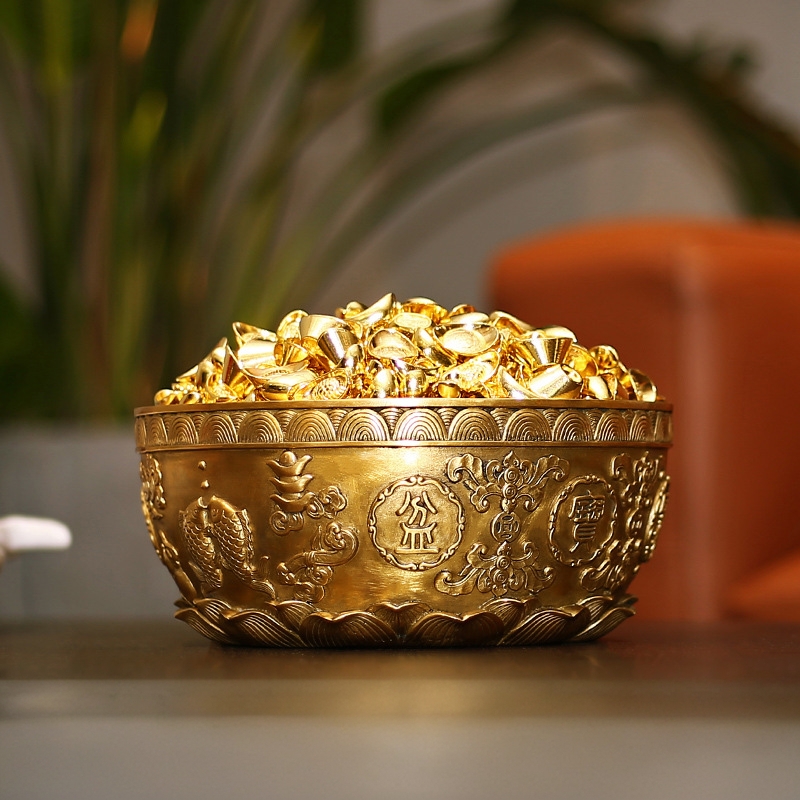 聚宝盆摆件工艺品铜碗客厅装饰品