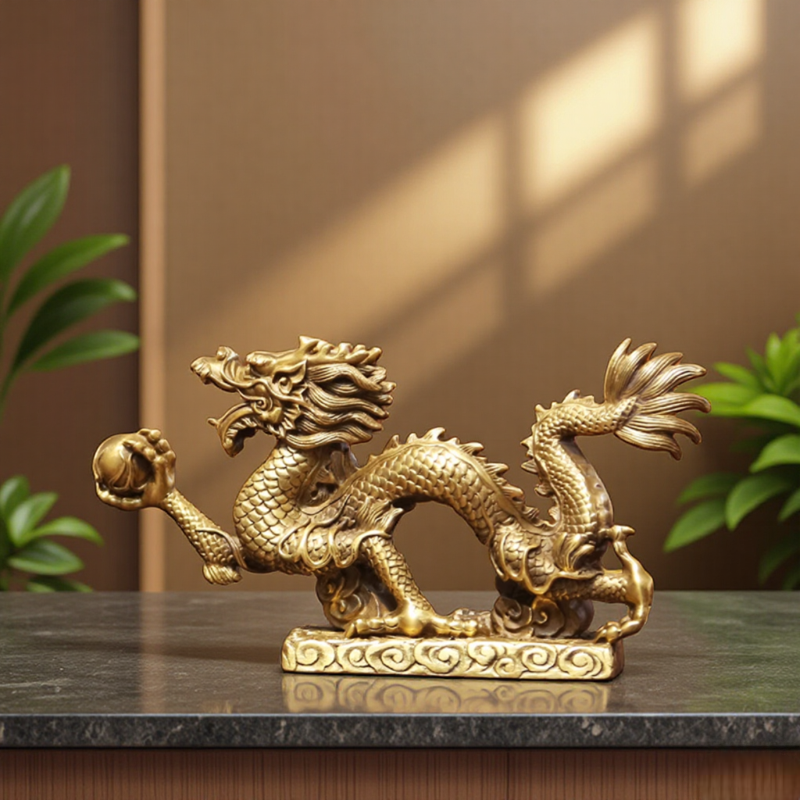 黄铜龙摆件生肖龙摆件神龙摆尾