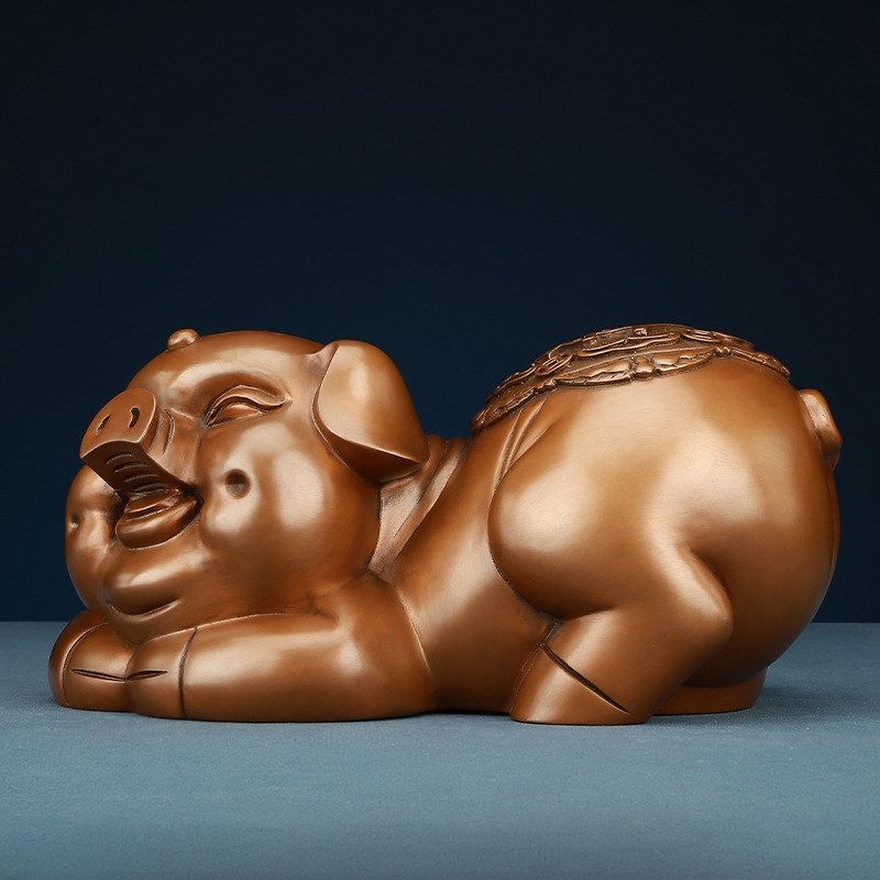 紫铜猪摆件工艺品开业礼品