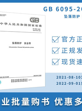 B 现货速发2021年 GB 6095-2021 坠落防护 安全带 代替GB 6095-2009 国家标准规范 中国标准出版社