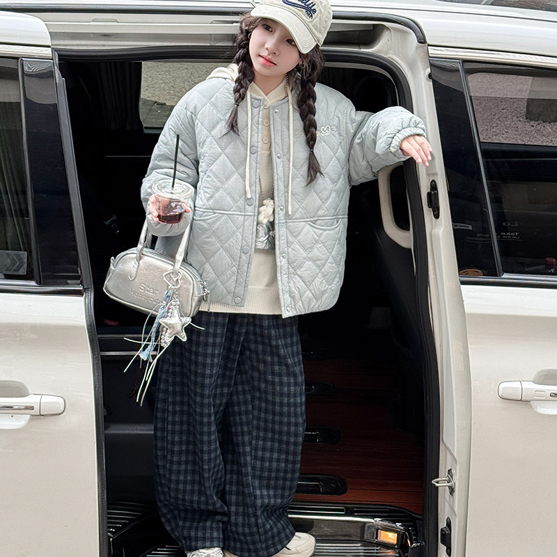女童外套秋冬洋气夹棉加厚棉衣