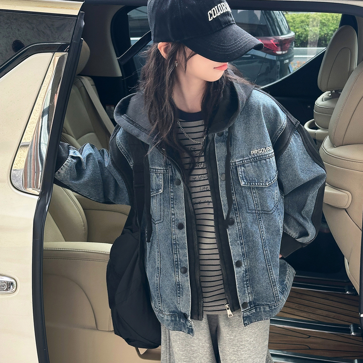 女童牛仔外套春秋2026新款连帽