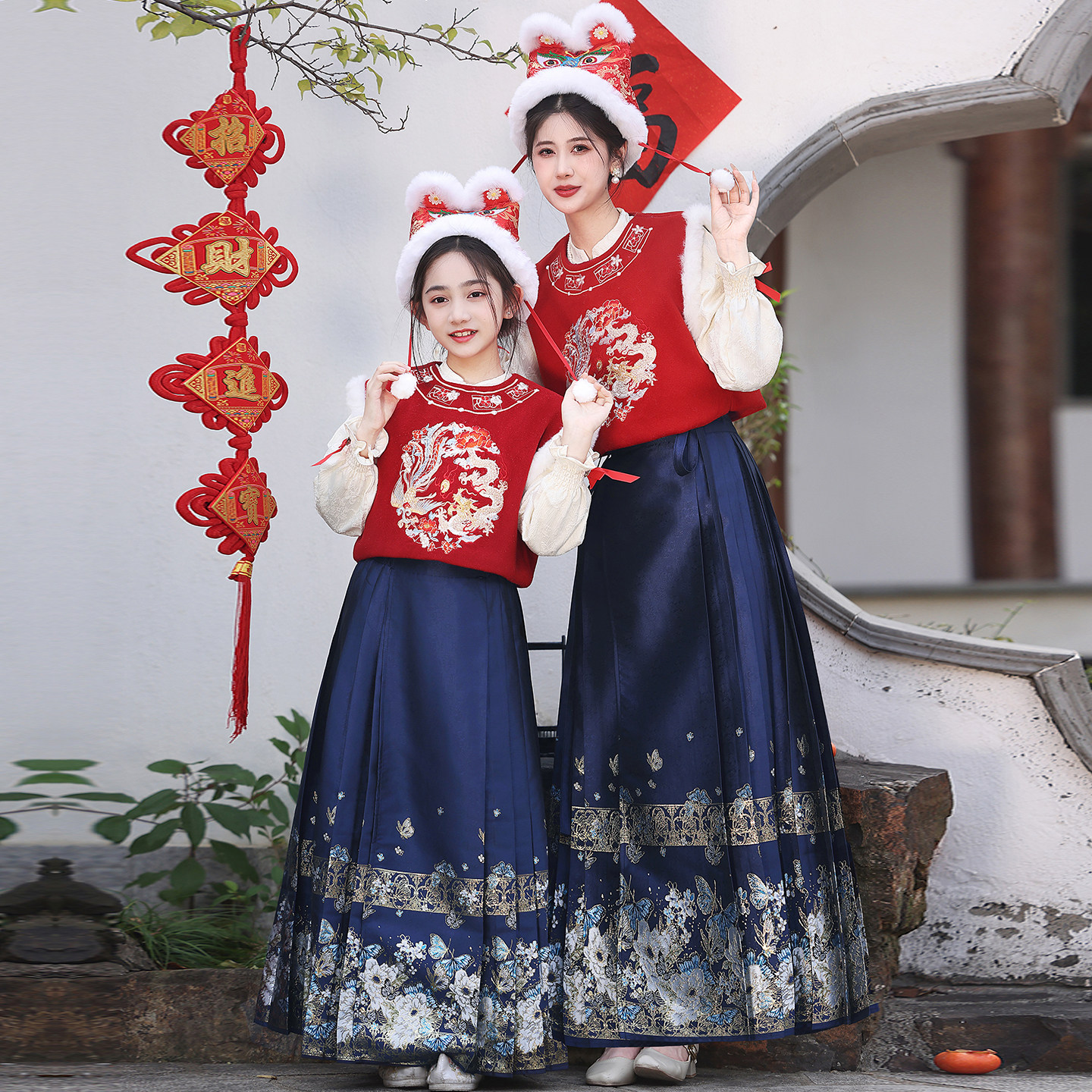 女童新中式汉服马面裙加绒套装