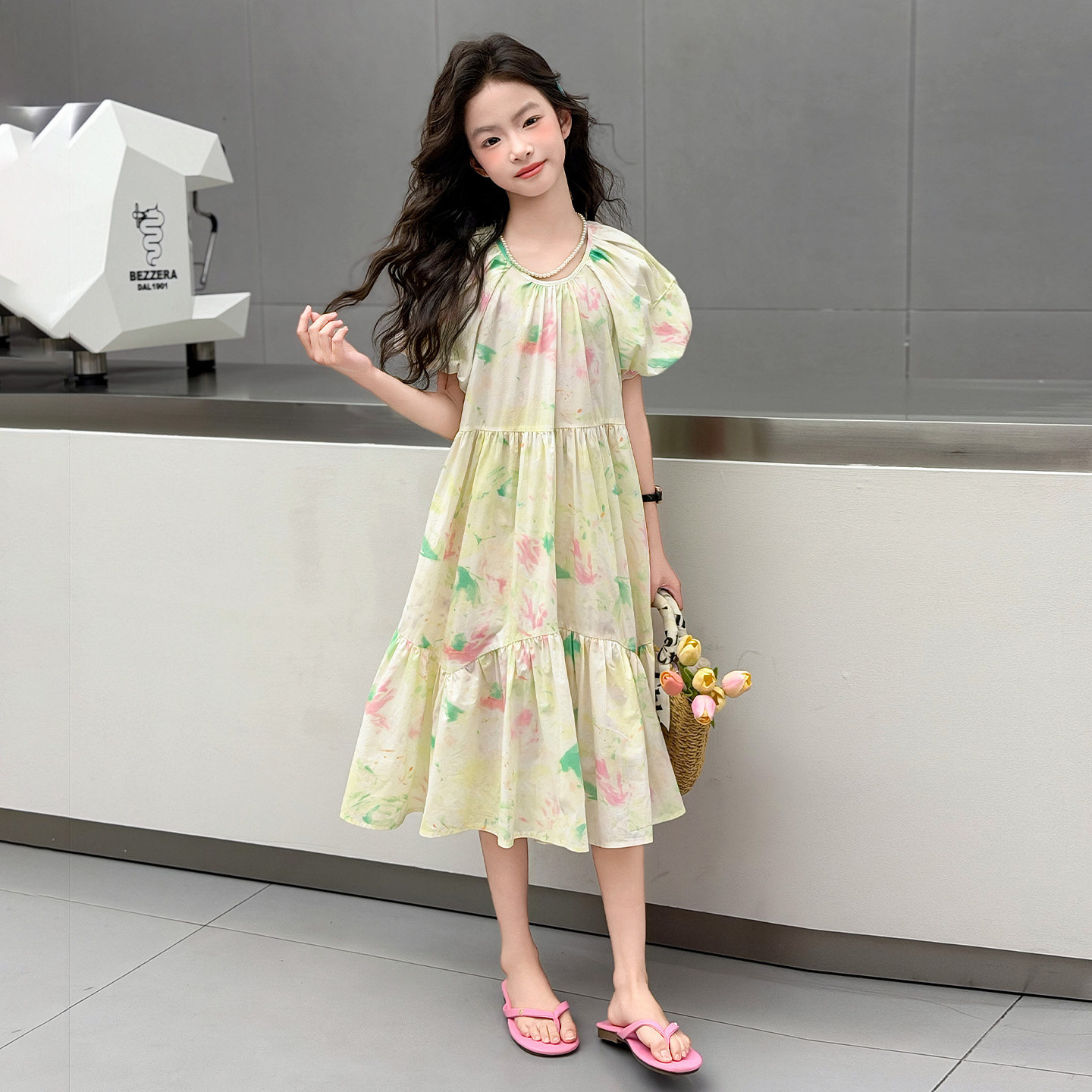 夏季女童碎花纯棉薄款公主连衣裙