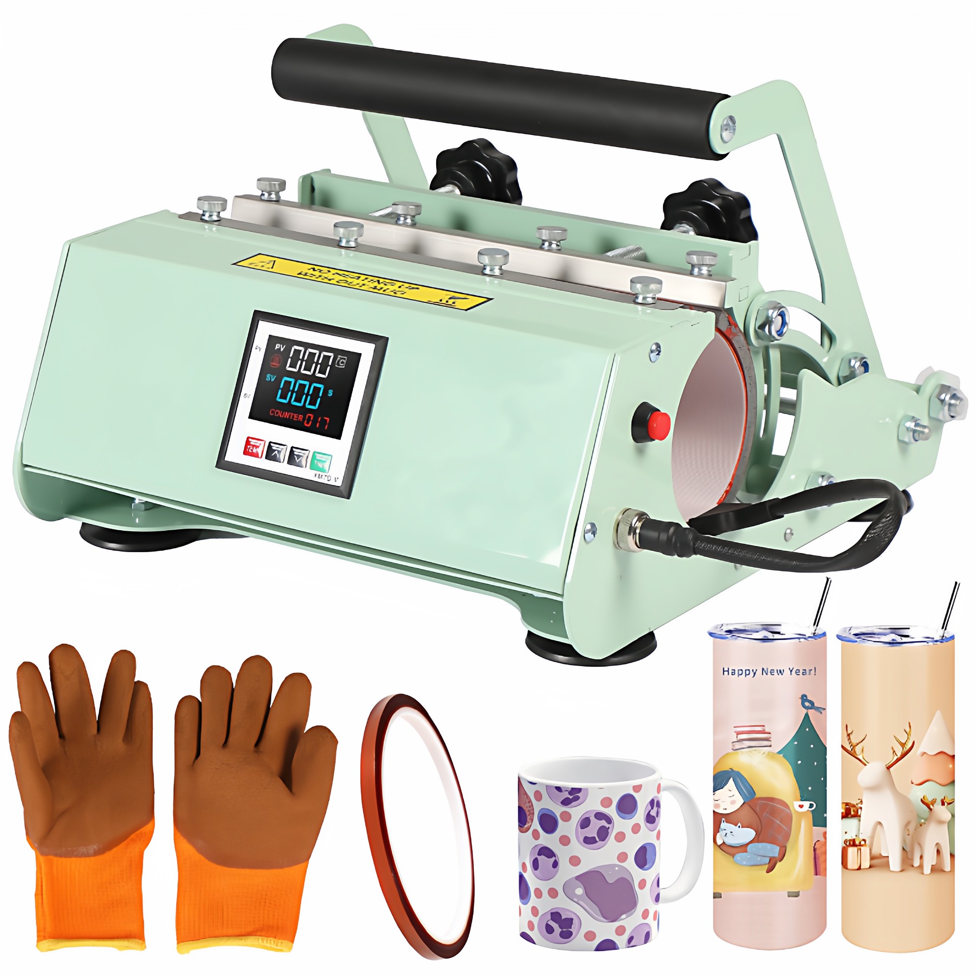 cupHeatPressMachine直筒水壶烤杯机热转印便携式直身手动烫杯