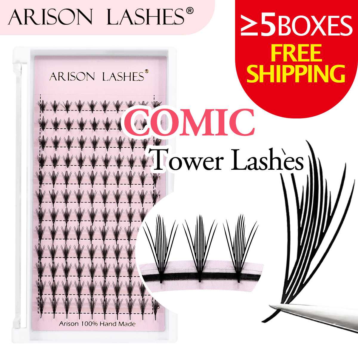 lashes密排假睫毛纤维尖尾款自然加长浓密嫁接睫毛美睫毛跨境