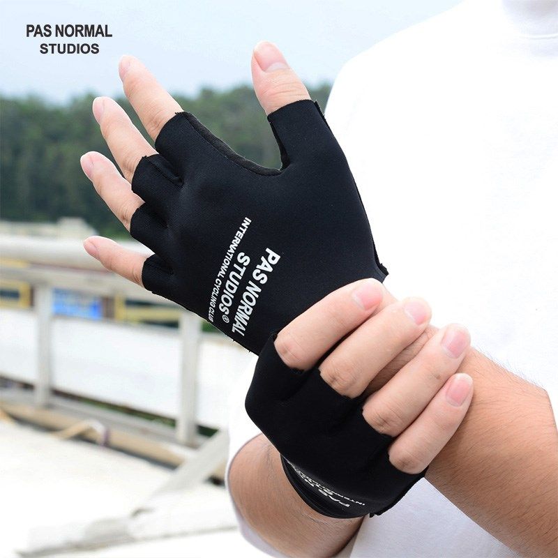 PNS 高品质 减震透气软糯黑色攀岩爬山夏季公路车半指防滑手套