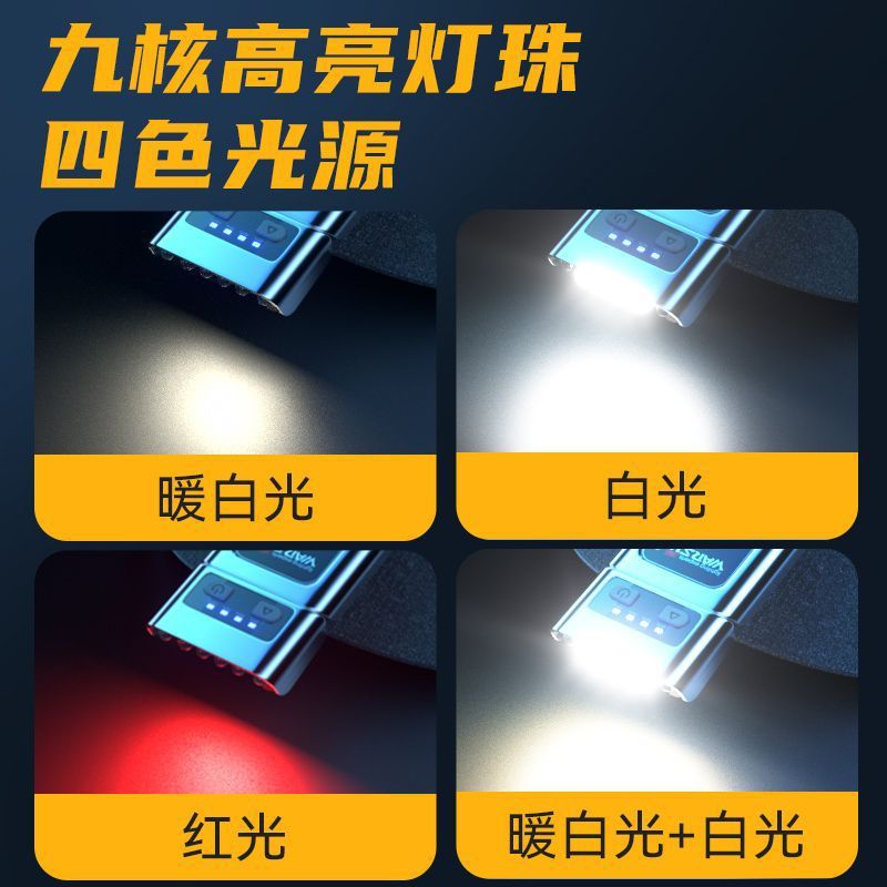 沃尔森夜钓头灯超长续航钓鱼感应帽夹强光超亮w81s头灯戴夹