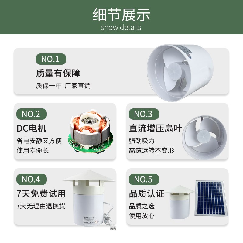 九叶风160圆形管道换气扇酒店家用卫生间PVC管道抽风机强力排风扇