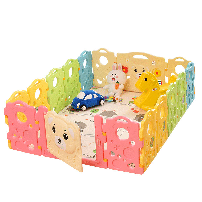 澳乐跑跑熊儿童围栏小宝宝塑料爬行垫安全婴幼儿学步玩具游戏护栏