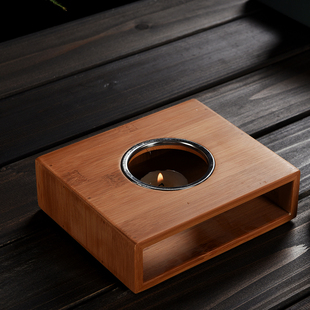 花茶竹制蜡花温具炉加热保温底座耐热玻璃壶烛茶茶茶煮茶壶暖杯器