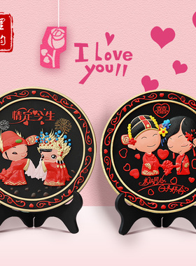 创意炭雕摆件结婚礼物新房装饰品新婚庆礼品实用朋友订婚送礼