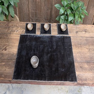 倚侗族纯手工侗布亮布蛋清布餐垫茶杯垫古典手工布隔热桌布