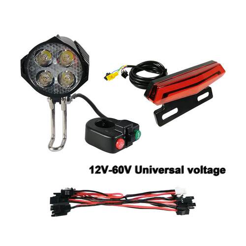 24V36V48V60V电动自行车灯组前灯喇叭尾灯转向刹车灯三合一开关