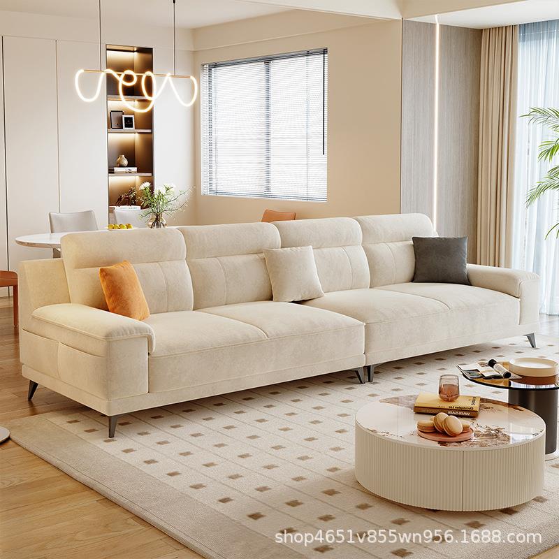 意式极简棉麻布艺沙发组合现代简约小户型客厅直排猫抓布艺沙发