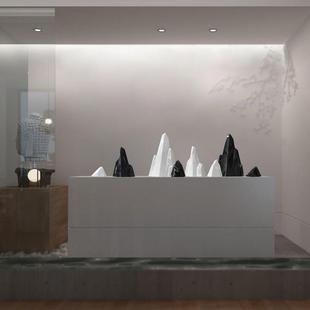 饰品玄关客厅现代简约电镀工艺品软装 陶瓷假山创意中式 摆件家居装