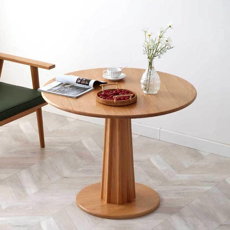 北欧全实木樱桃木简约休闲式圆餐桌餐轻奢型客厅北欧黑胡桃木原木