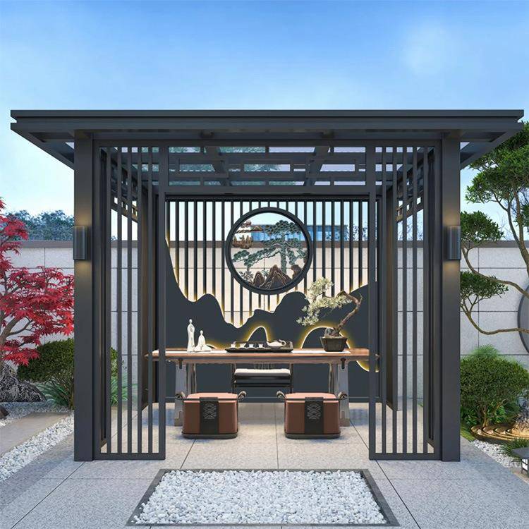 新中式户外铝合金凉亭别墅庭院中式仿古园林景观亭后院休闲遮阳棚