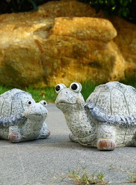 花园庭院草坪小乌龟摆件 件套 幼儿园户外别墅做旧动物装饰