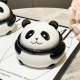 创意可爱陶瓷熊猫烟灰缸防灰飞轻奢家用客厅卧室带盖