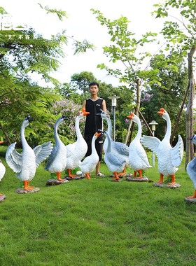 户外园林小品景观装饰大型玻璃钢动物雕塑花园庭院仿真鹅店铺摆件