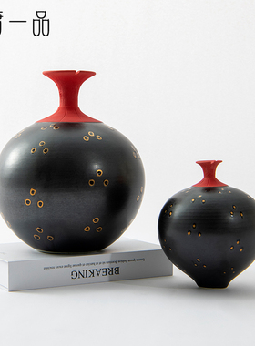 现代新中式圆肚葫芦陶瓷花瓶摆件干花插花器样板间餐桌酒店装饰品