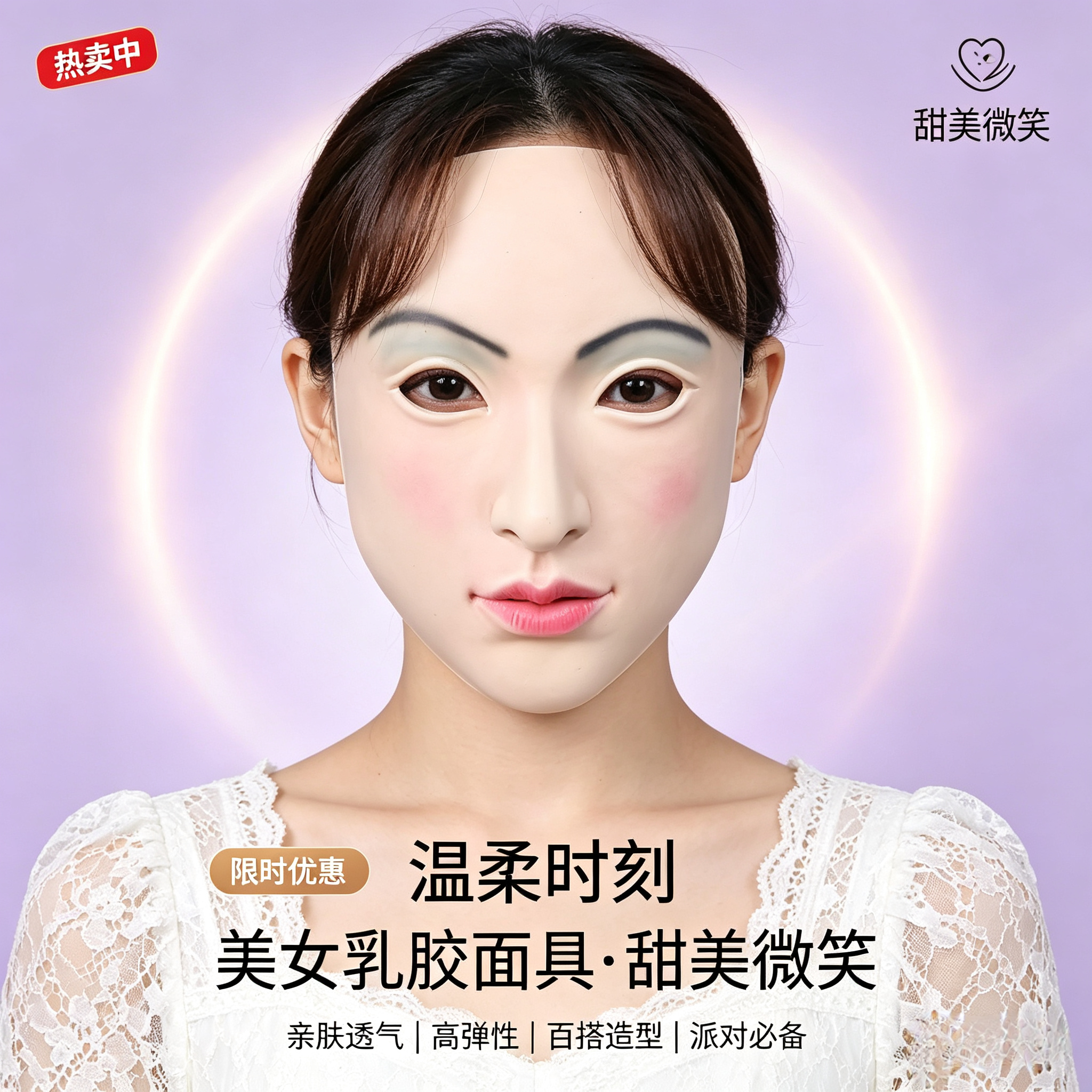 美女半脸乳胶面具 居家自拍氛围感私密装扮道具 爆款网红cosplay