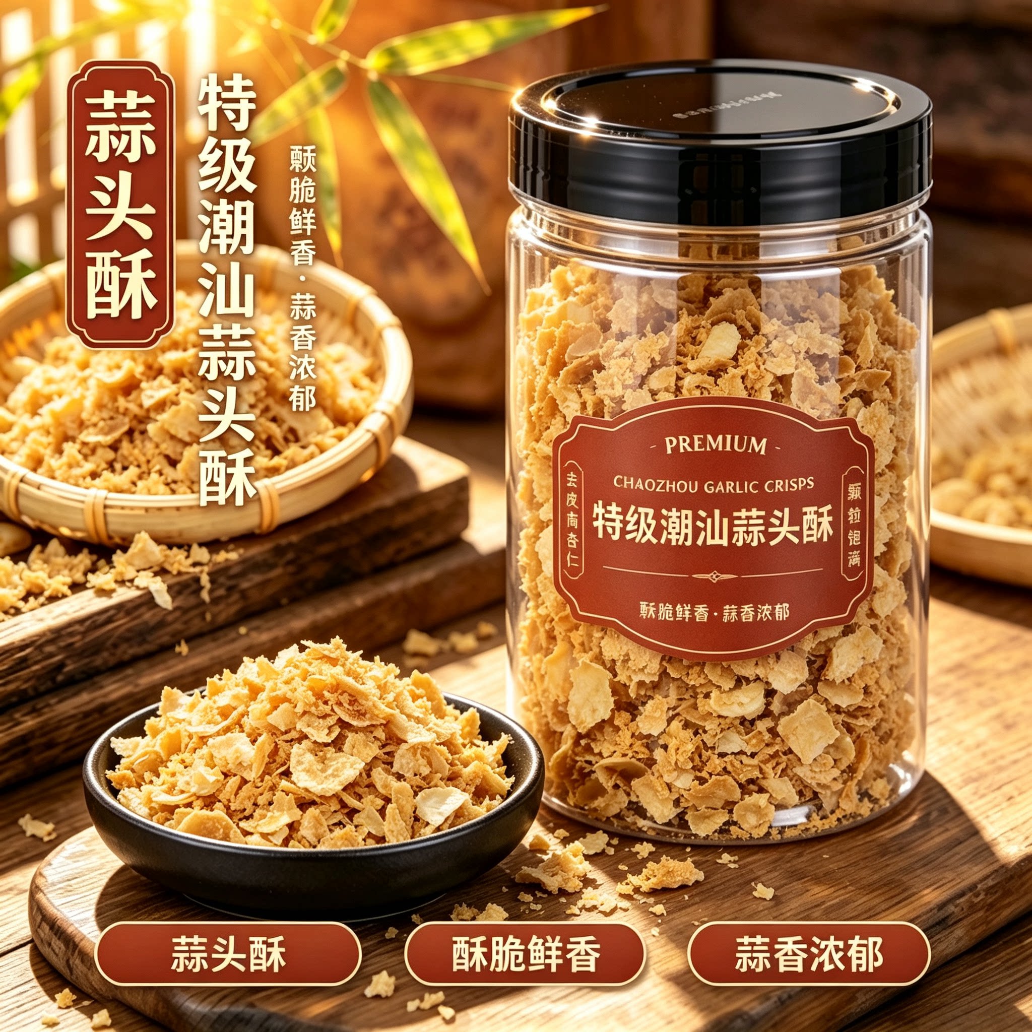 潮汕特产蒜蓉酥炸蒜黄金蒜油