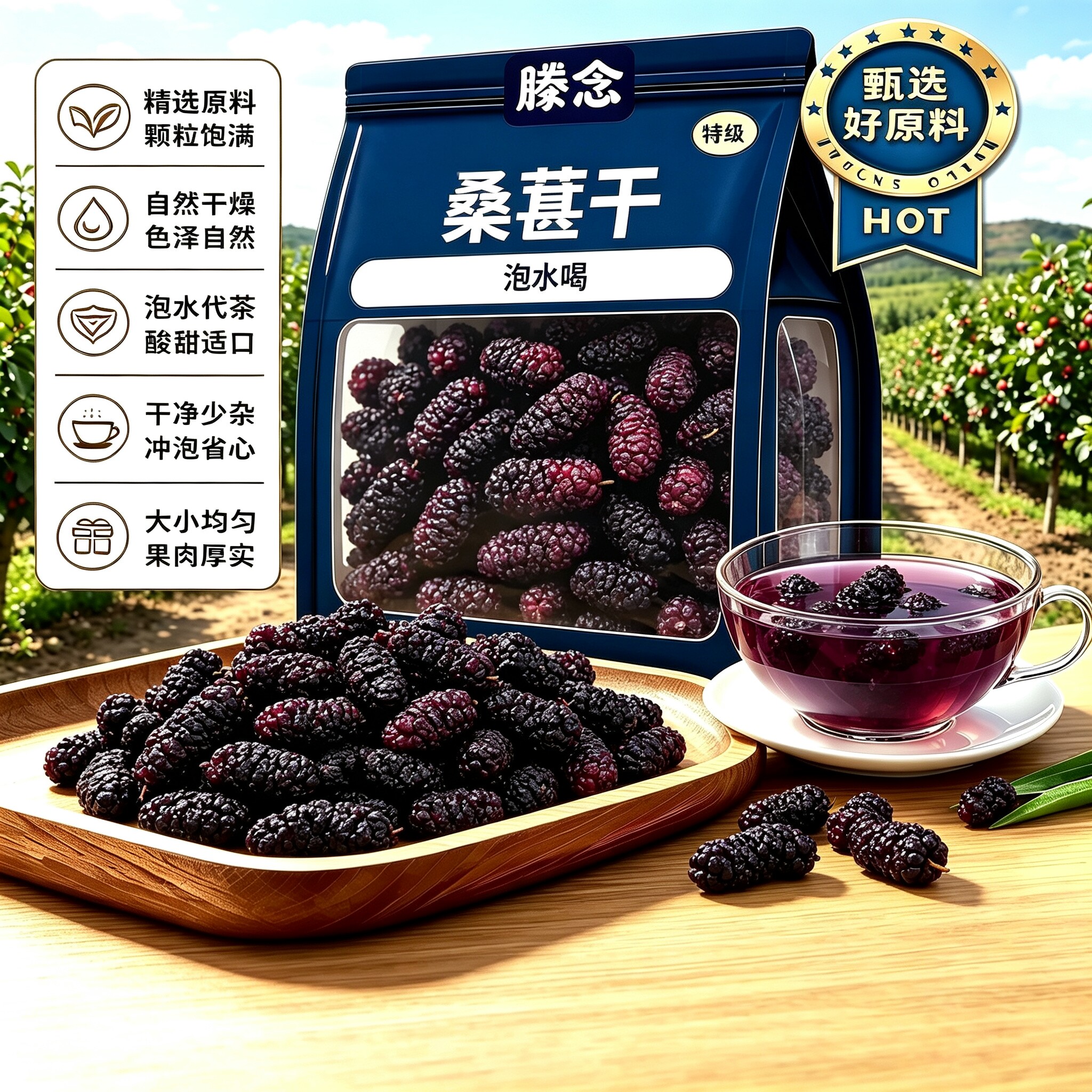 正宗新疆特级黑桑椹干免洗即食