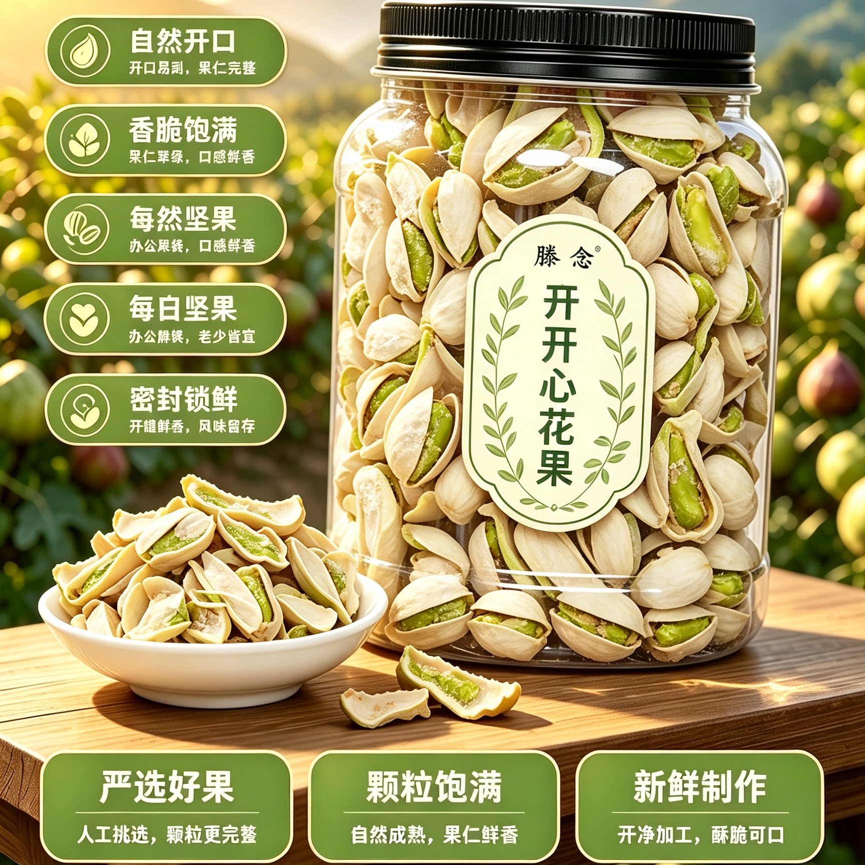 特大颗粒开心果坚果500g无漂白散装批发整箱盐焗礼盒干果零食坚果