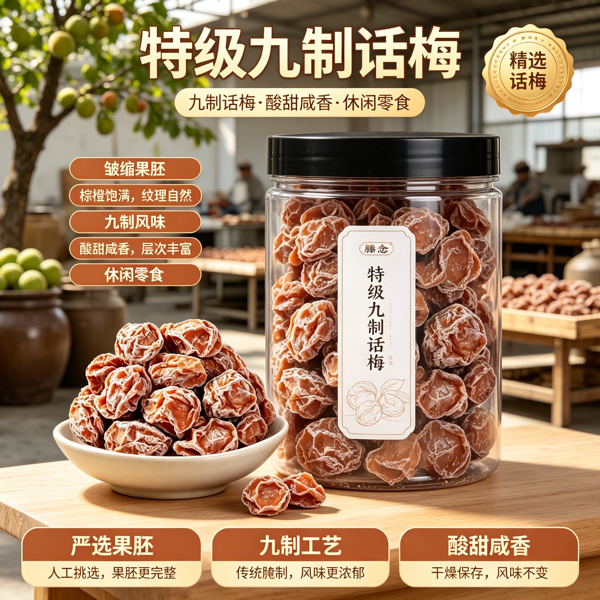 九制咸酸话梅干罐装泡水零食
