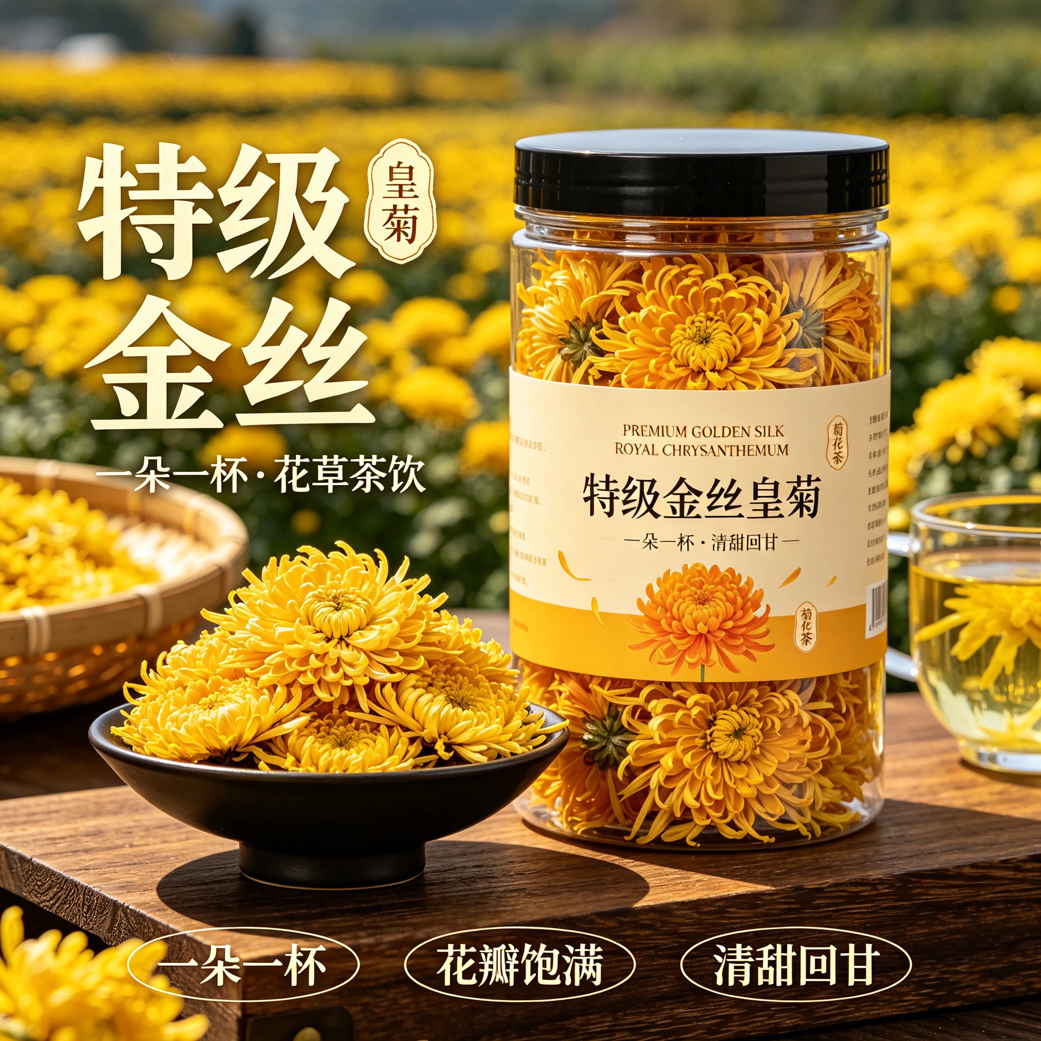 黄山特级金丝皇菊一朵一杯