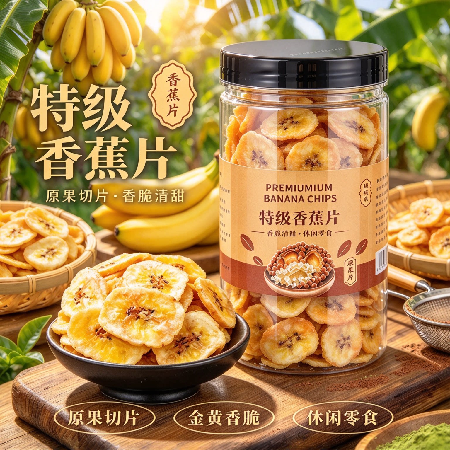 500g罐装脆香蕉片非菲律宾