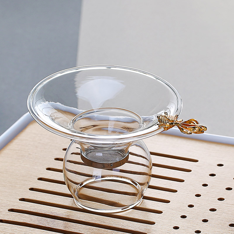 梵师 耐热玻璃滤茶器过滤网分茶器茶水分离功夫茶具大号玻璃茶漏