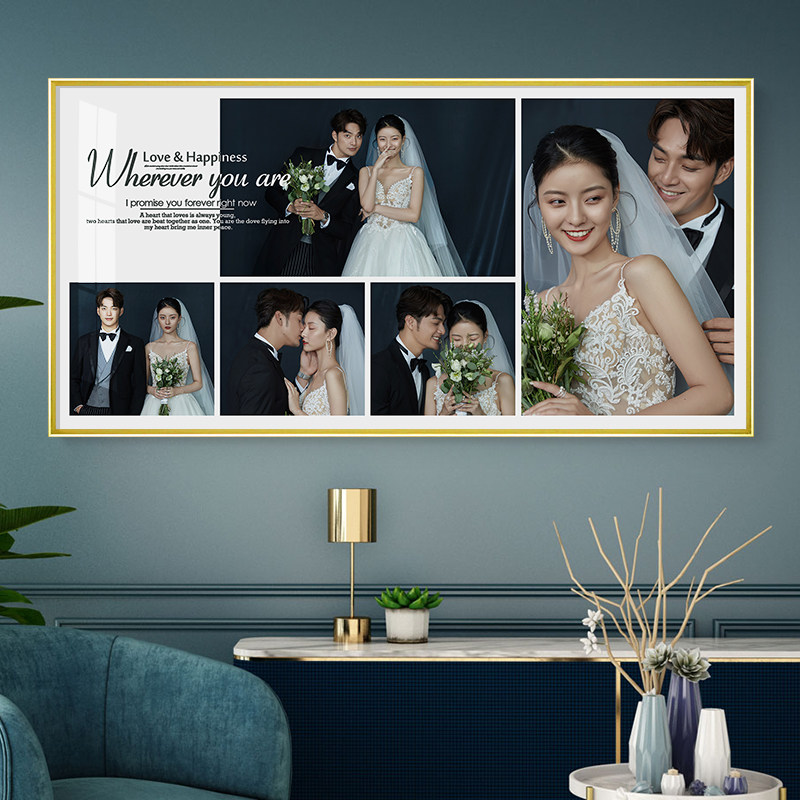 婚纱照放大相框挂墙横板定制结婚照全家福照片设计洗照片宫格