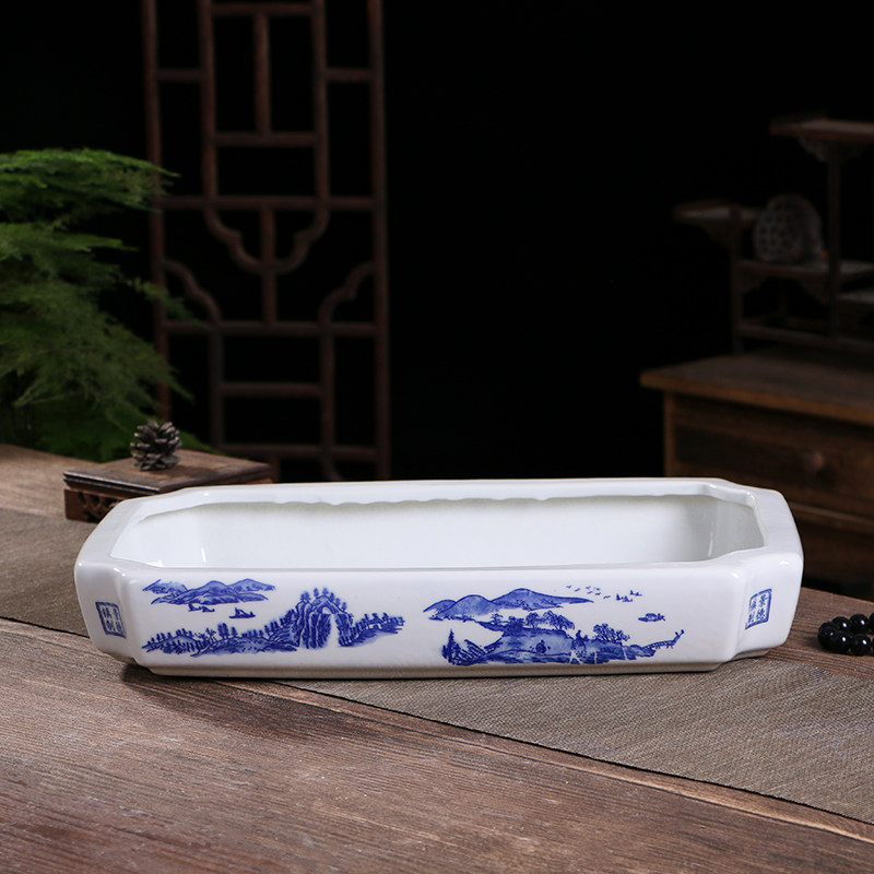 椭圆长方形陶瓷多肉微景观无孔托盘吸水水石假山盆景盆,鲜花速递/花卉仿真/绿植园艺,花盆,淘宝优惠券,粉丝福利购,淘宝优惠卷