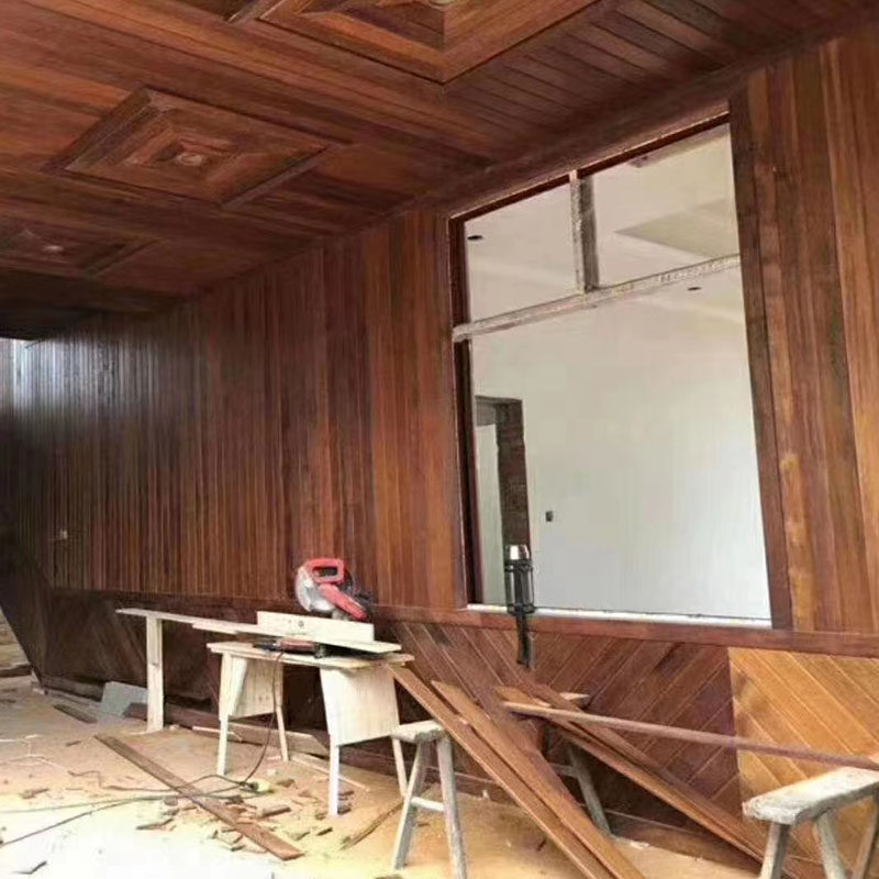 户外实木墙裙阳台桑拿板吊顶扣板墙面室内护墙装饰板印尼菠萝格