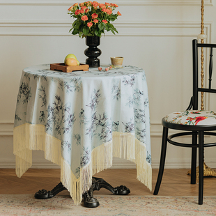 雨雾墨竹桌布新中式氛围感客厅圆桌餐桌台布国风田园茶几盖布定制