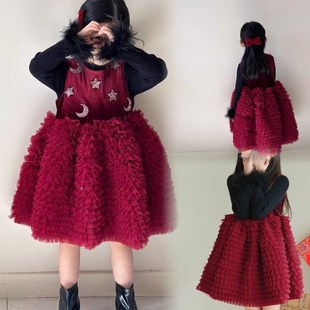 2025新年战袍女童千金风甜辣连衣裙轻奢小众高端超好看高级感裙子