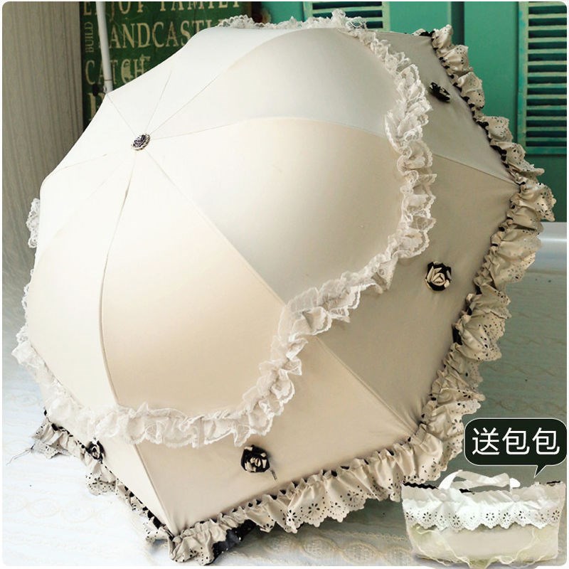 蕾丝防晒防紫外线太阳伞女小巧便携折叠黑胶遮阳伞女雨伞晴雨两用