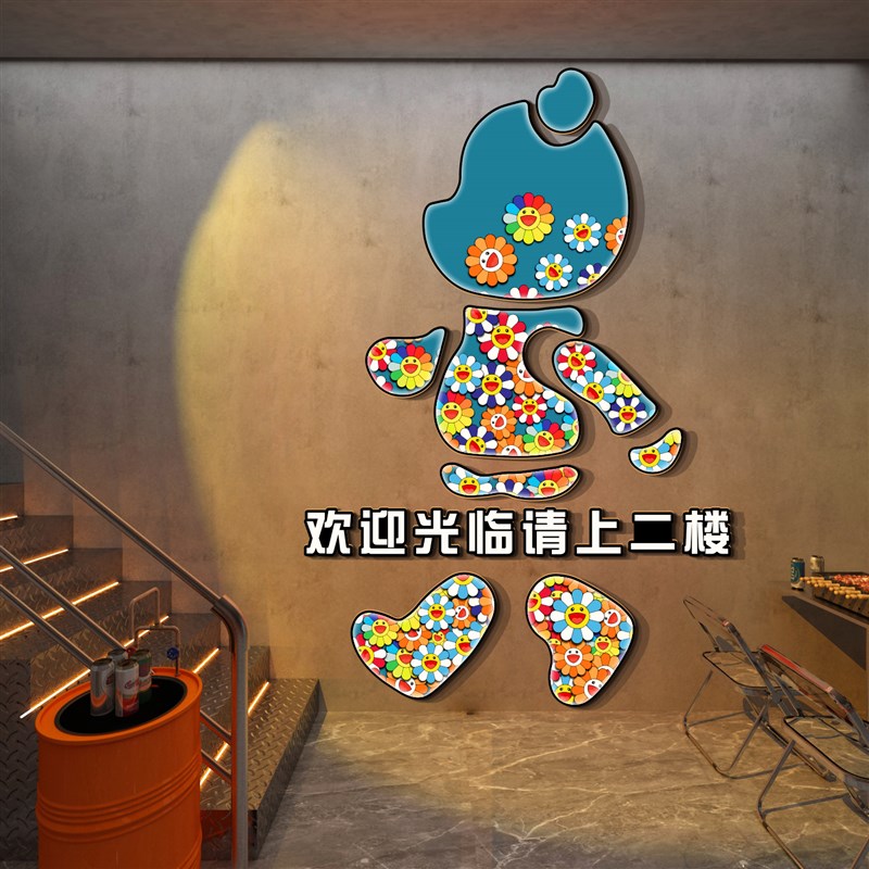 网红火锅店墙面装饰挂件布置牛肉饭店餐饮烧烤肉创意背景壁纸贴画图片
