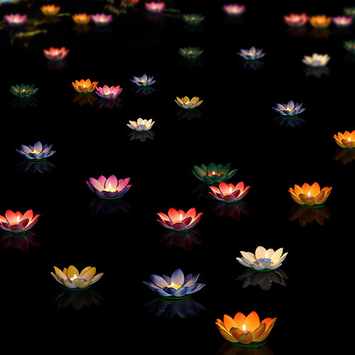 莲花灯河灯荷花灯许愿祈福蜡烛水灯中元节许愿祈福创意春节水灯