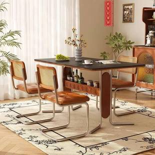 法式岩板餐桌莫比恩大板桌椅布伦特复古现代小户型中古风家用餐桌