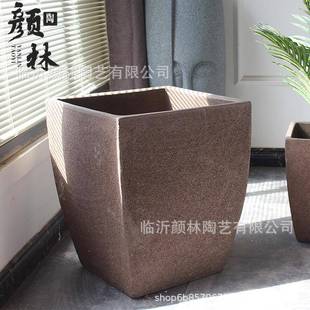 方形收底花盆粗陶大号景观花盆大码花盆栽树盆种树加厚透气紫砂盆