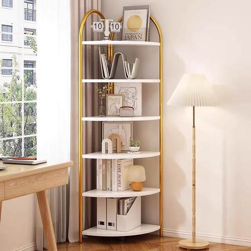 书架落地置物架家用靠墙简易收纳架卧室客厅用多层转角储物架角柜
