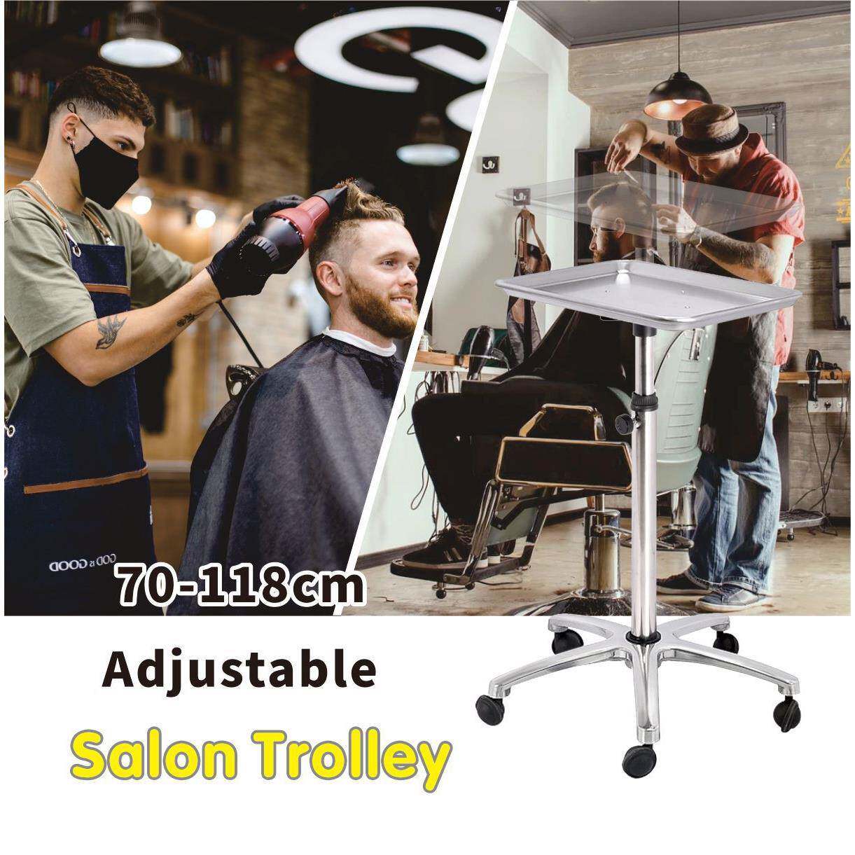 理发店发廊专用银色托盘新品可移动收纳工具置物架