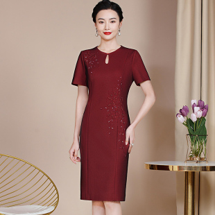 妈妈婚宴礼服婚庆婆婆装喜服高端气质年轻大码参加婚礼连衣裙