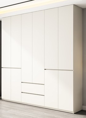 分段式环保衣柜ENF级欧松板2024成品柜子家用卧室免拉手白色衣橱